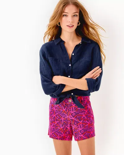 Lilly Pulitzer 5" Callahan Knit Short In Passion Fruit Pink Star Searching