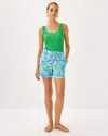 Lilly Pulitzer 5" Caralena Linen Short In Sunwashed Blue Plumes In Bloom