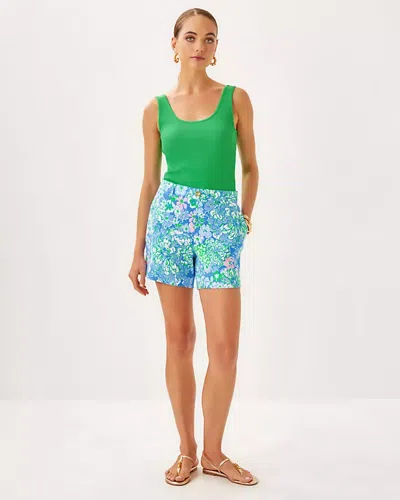 Lilly Pulitzer 5" Caralena Linen Short In Sunwashed Blue Plumes In Bloom