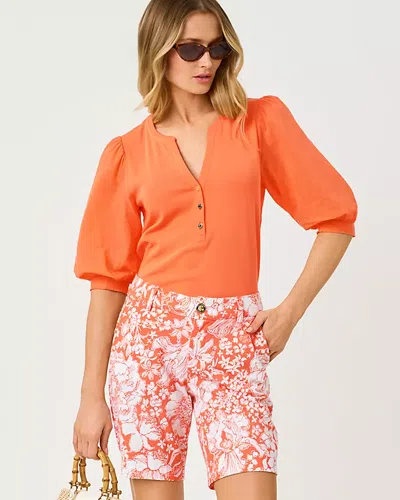 Lilly Pulitzer 9" Natia Knit Short In Sunset Orange Budding Romance