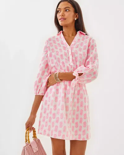 Lilly Pulitzer Abralynn Linen Shirtdress In Rousseau Pink Slice Of Sunshine