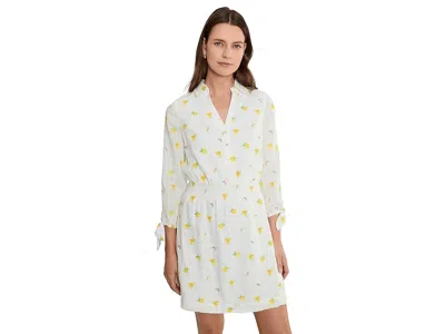 Lilly Pulitzer Abralynn Linen Shirtdress Women's Dress Pink Muse Lemon Bee Half Drop: 6 In White