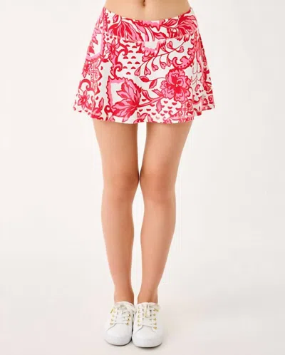 Lilly Pulitzer Aila Upf 50+ Skort In Coconut Spicy Socialite In Red
