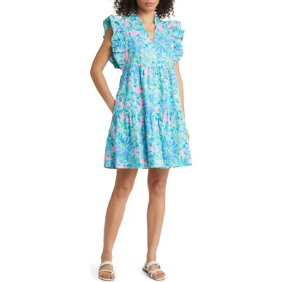 Lilly Pulitzer ® Aldena Floral Ruffle A-line Minidress In Blue