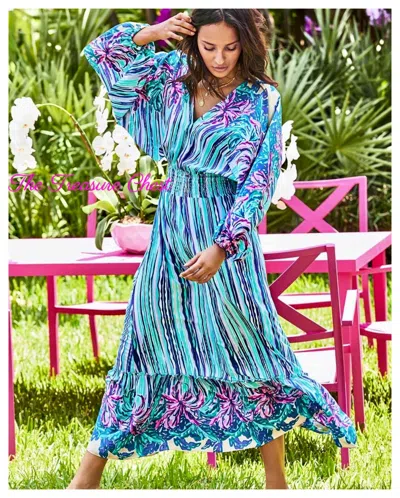 Pre-owned Lilly Pulitzer Alisha Midi Dress Shake Your Palm Palms ? Size S,l In Multicolor