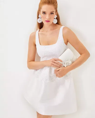 Lilly Pulitzer Alvalynn Dress In Resort White Butterfly Medallion Lace