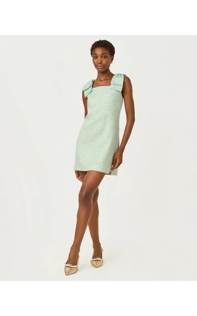 Lilly Pulitzer Anders Skirted Romper In Capri Blue Fantasy Boucle In Green