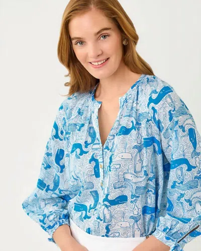 Lilly Pulitzer Andria Pullover Blouse In Nassau Blue In Multi