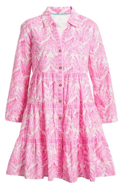 LILLY PULITZER LILLY PULITZER® ANGIE TIERED LONG SLEEVE COTTON SWING SHIRTDRESS