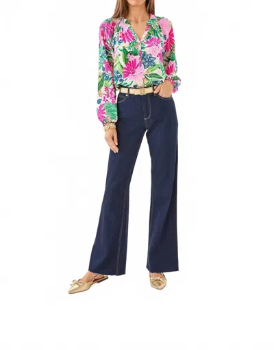 Lilly Pulitzer Aniston High Rise Straight Jeans In Dark Wash In Blue