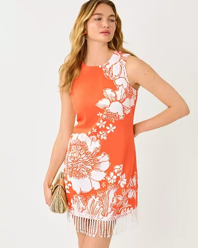 Lilly Pulitzer Aniya Fringe Shift Dress In Orange