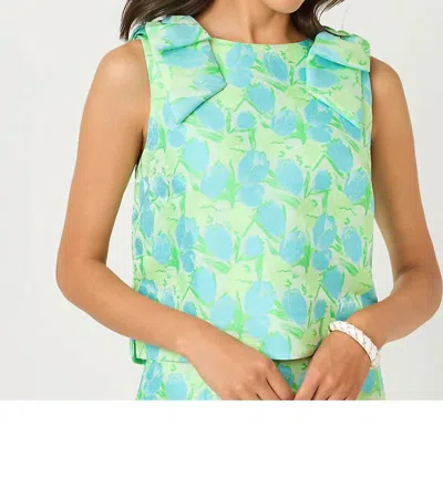 Lilly Pulitzer Annaleese Crop Top In Capri Blue Tulip Tango In Multi