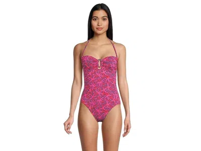 LILLY PULITZER ANNELI SWIMSUIT WOMEN'S PINK STARFISH RUCHED ONE-PIECE BUU446