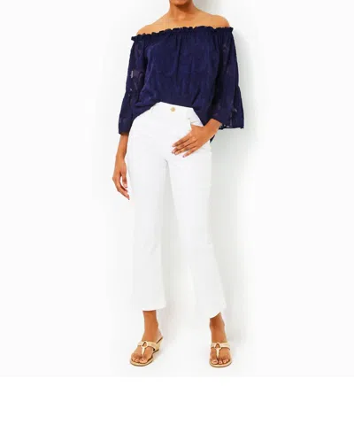 Lilly Pulitzer Annet High Rise Crop Flare Pants In Resort White In Multi