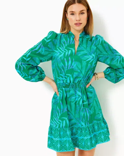 Lilly Pulitzer Axton Dress In Fiddle Leaf Green Its A Jungle Out There Engineered Woven