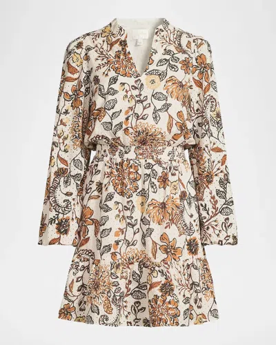 Lilly Pulitzer Axton Floral Cotton Minidress In Coconut Take Meowt
