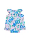 LILLY PULITZER BABY GIRL'S CECILY FLORAL RUFFLE-TRIM DRESS & BLOOMERS SET