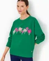 Lilly Pulitzer Ballad Cotton Sweatshirt In Fiddle Leaf Green Palm Trees