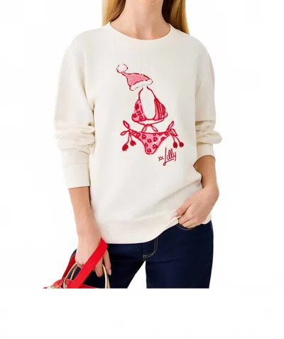 Lilly Pulitzer Ballad Cotton Sweatshirt In Coconut Festive Frocks Embellishment In White