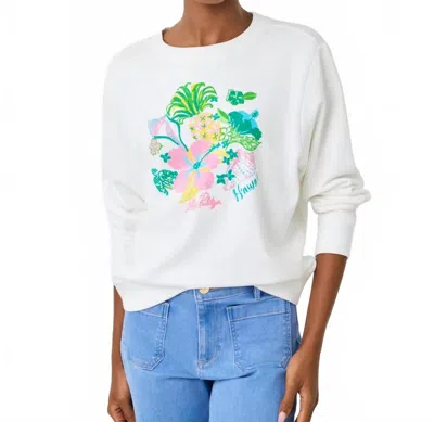Lilly Pulitzer Ballad Cotton Sweatshirt In Resort White Hawaii Destination Graphic