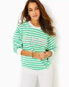 Lilly Pulitzer Ballad Cotton Sweatshirt In Spearmint Striped  Embroidered Sweat