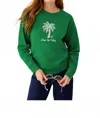 Lilly Pulitzer Ballad Long Sleeve Sweatshirt In Multi Deck The Palms Embroidered In Green