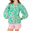 Lilly Pulitzer Barbara 3/4 Sleeve Cotton Top In Spearmint In Multi