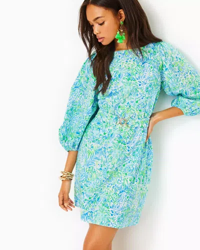 Lilly Pulitzer Barbara Cotton Dress In Hydra Blue Dandy Lions