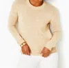 Lilly Pulitzer Bayport Cotton Crew Sweater In Sand Bar Marl In Multi
