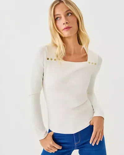 Lilly Pulitzer Beaty Long Sleeve Square Neck Knit Top In White