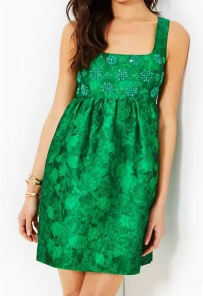Lilly Pulitzer Bellami Embellished Floral Jacquard Dress In Kelly Green Leaf An Impression Jacquard