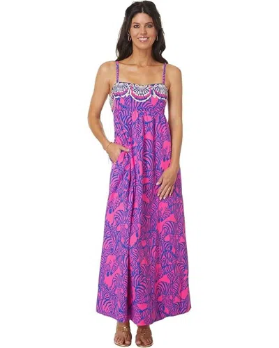 Lilly Pulitzer Bernadetta Maxi Dress Women's 0 Pink Animal Print A-line Erk897