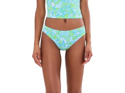 Lilly Pulitzer Betie Bikini Bottom Women's Swimwear Day Dream Blue Throw Me A Line: 10 In Green