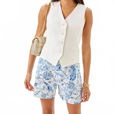 Lilly Pulitzer Bleecker Linen Vest In Resort White In Multi