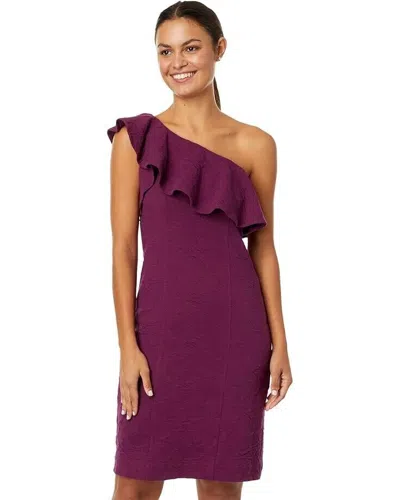 Lilly Pulitzer Bordeaux Dress Women's Purple Ruffle One Shoulder Sheath Erk938