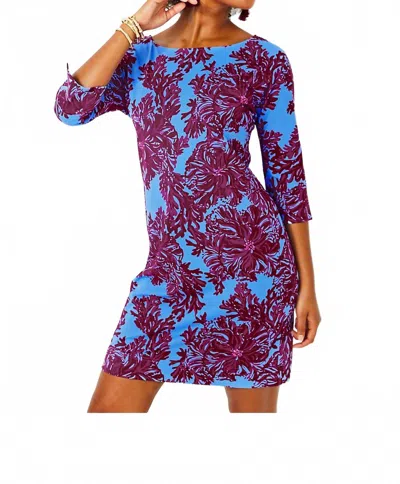 Lilly Pulitzer Braedyn Upf 50+ Mini Dress In Abaco Blue Feel Like A Shellebrity In Multi