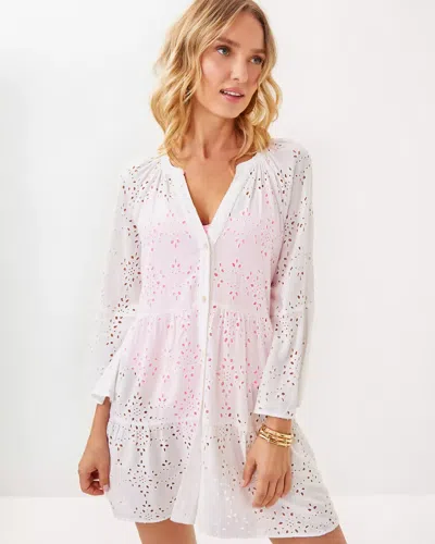 Lilly Pulitzer Brailey Eyelet Cover-up In Resort White Hideaway Rayon Eyelet