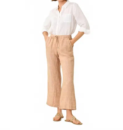 Lilly Pulitzer Brawley Linen Crop Pant In Iced Latte X Resort White In Pink