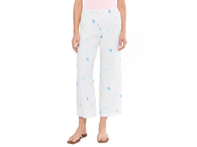 Lilly Pulitzer Brawley Linen Crop Pants Women's Casual Pants Multi Beach Treasure Embroidery: Lg 27 In Black