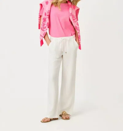 Lilly Pulitzer Brawley Linen Straight Pants In Resort White In Pink