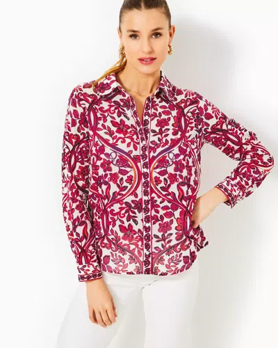 Lilly Pulitzer Bray Button Down Top In Coconut Slice Of Paradise Engineered Top