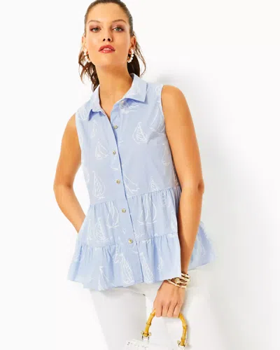 Lilly Pulitzer Breah Sleeveless Top In Resort White A Lil Nauti Pigment Print