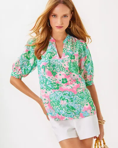 Lilly Pulitzer Brinelle Top In Multi Plumes In Bloom