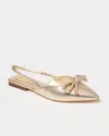 Lilly Pulitzer Brit Leather Bow Slingback Shoe In Gold