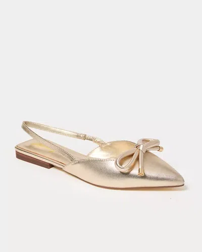 Lilly Pulitzer Brit Leather Bow Slingback Shoe In Gold