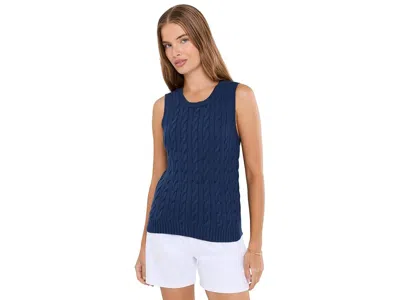 Lilly Pulitzer Brockton Crew Neck Sweater Women's Sweater Low Tide Navy: Lg, Cotton In Blue