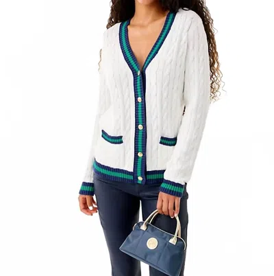 Lilly Pulitzer Brockton V-neck Cardigan In Coconut X Fiddle Leaf Green In Multi