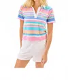 Lilly Pulitzer Brunella Polo Al Fresco Stripe In Fresh Water Blue In Multi