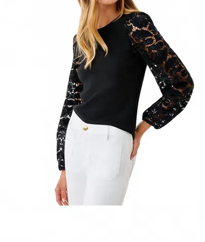Lilly Pulitzer Bryant Lace Knit Top In Noir In Black