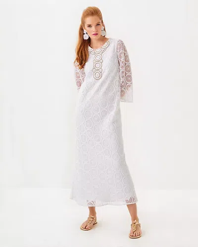 Lilly Pulitzer Burnett Lace Maxi Dress In Resort White Butterfly Medallion Lace
